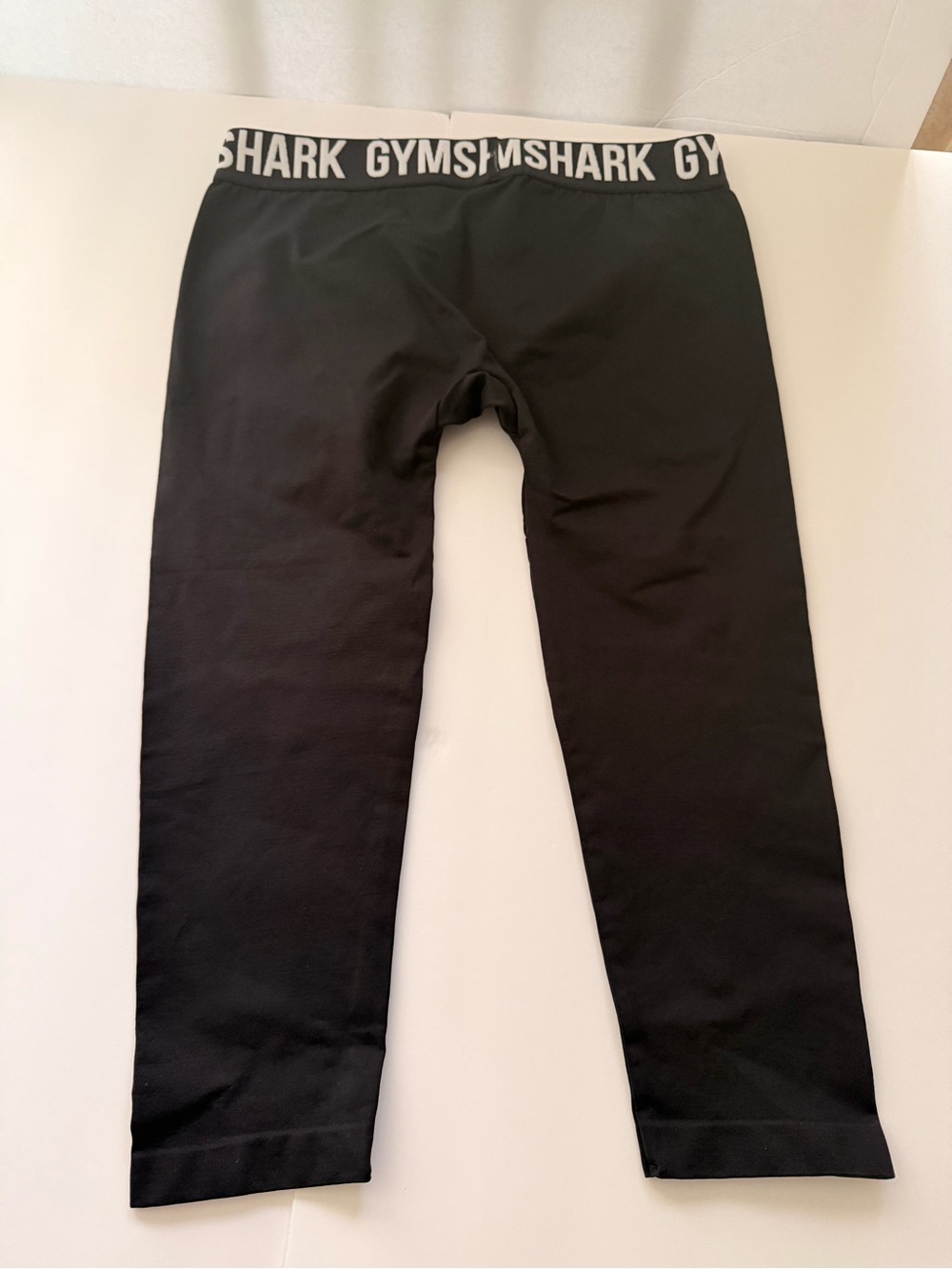 Gymshark Black Leggins with White Logo Waistband